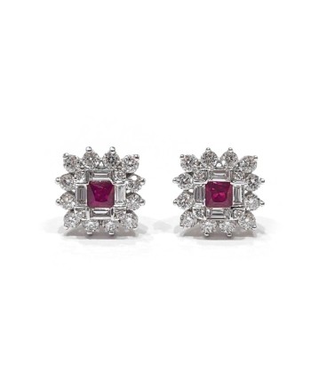 Boucles d'oreilles Crivelli en or blanc et diamants avec rubis