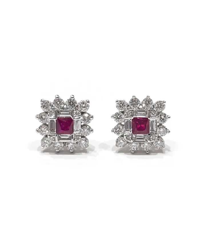 Boucles d'oreilles Crivelli en or blanc et diamants avec rubis