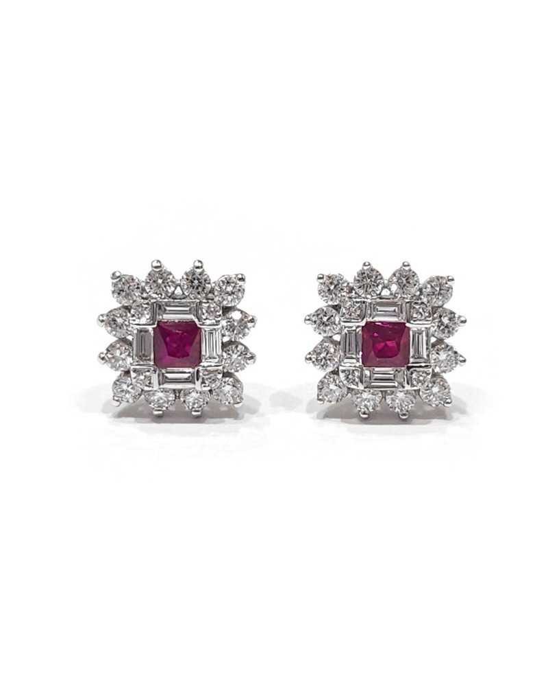 Boucles d'oreilles Crivelli en or blanc et diamants avec rubis