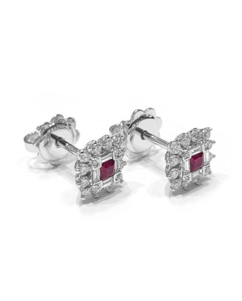 Boucles d'oreilles Crivelli en or blanc et diamants avec rubis