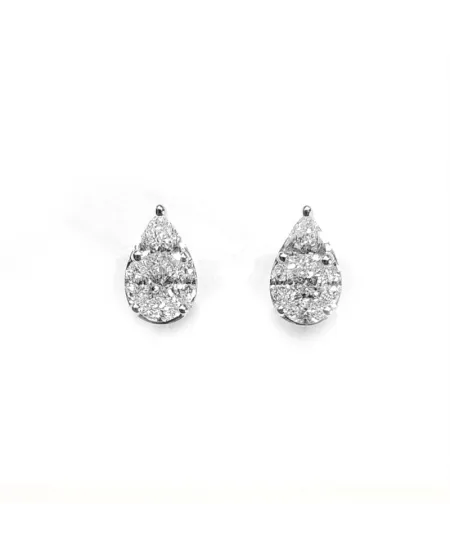 Boucles d'oreilles pendantes Crivelli en or rose avec diamants blancs