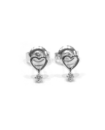Boucles d'oreilles coeur Crivelli en or blanc avec diamant