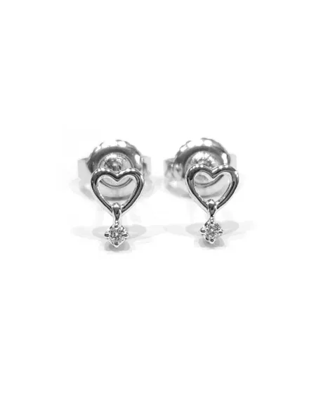 Orecchini Crivelli Cuore in Oro Bianco con Diamante