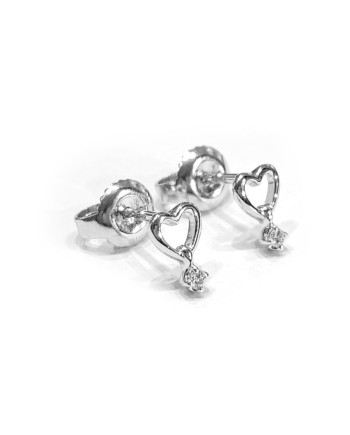 Boucles d'oreilles coeur Crivelli en or blanc avec diamant