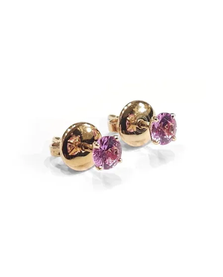 Orecchini Punto Luce Crivelli in Oro Rosa con Zaffiri Rosa