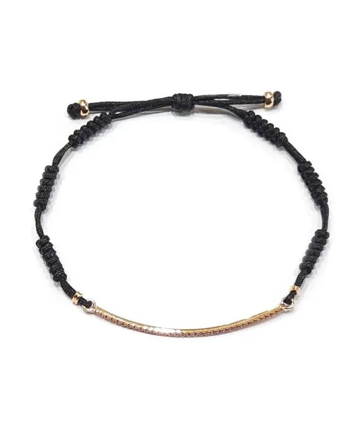 Bracelet cordon et barre en or rose Crivelli avec saphirs roses