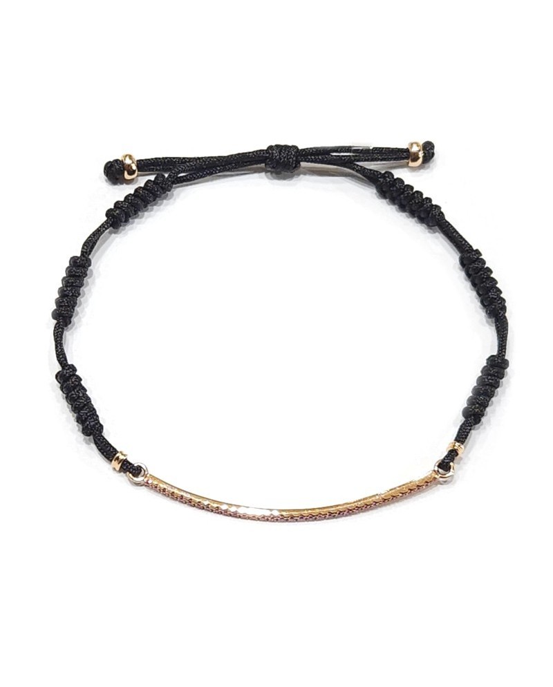 Bracelet cordon et barre en or rose Crivelli avec saphirs roses