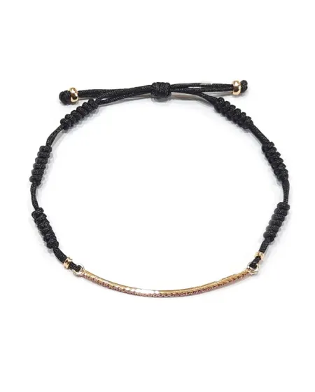 Bracelet cordon et barre en or rose Crivelli avec saphirs roses
