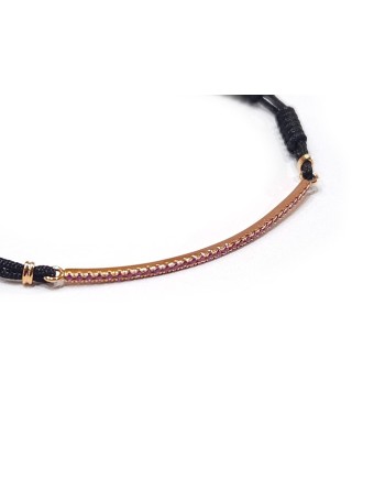 Bracciale Crivelli Cordino e Barra Oro Rosa con Zaffiri Rosa
