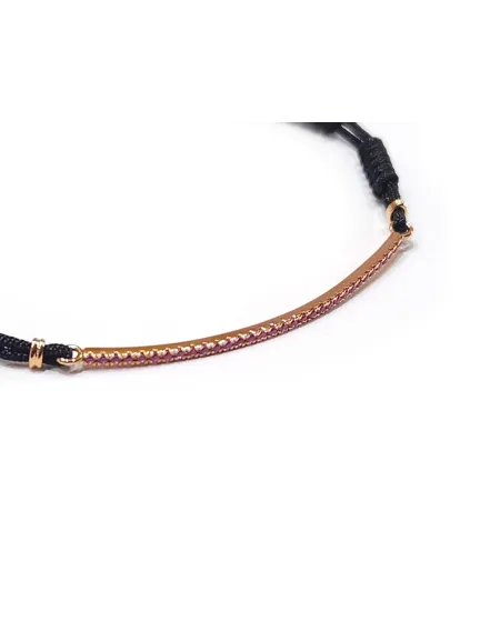 Bracelet cordon et barre en or rose Crivelli avec saphirs roses