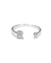 Anello Aperto Crivelli in Oro Bianco con Diamanti e Lettera "R"