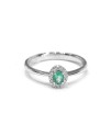 Crivelli Ring in White Gold with Diamonds and Oval Emerald