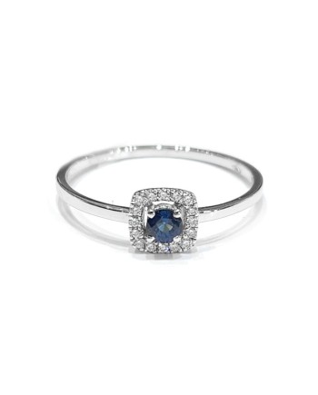 Crivelli Ring in White Gold with Diamonds and Sapphire