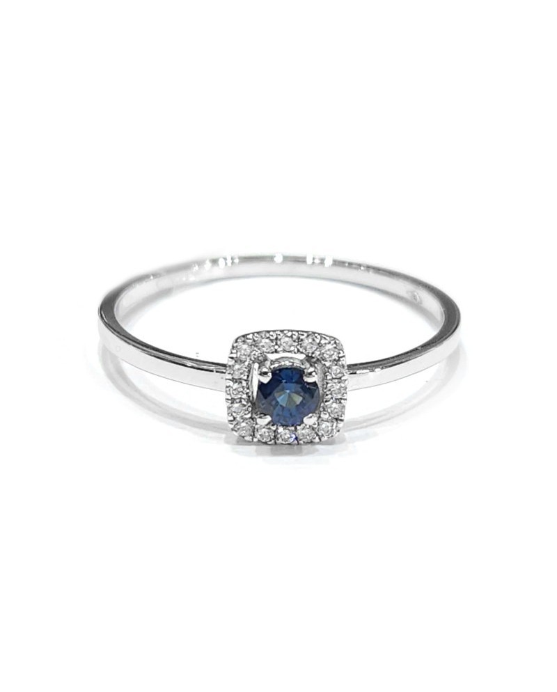 Crivelli Ring in White Gold with Diamonds and Sapphire