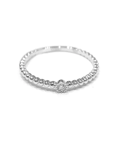 Crivelli Ring in White Gold with Spheres and Diamond