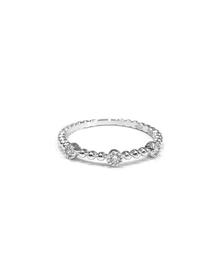 Crivelli Pinky Ring in White Gold with Spheres and Diamonds
