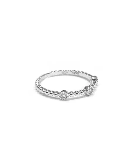 Bague Crivelli Pinky en or blanc avec sphères et diamants