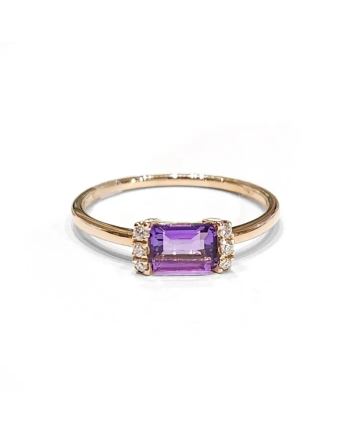 Crivelli White Gold Ring with Diamonds and Amethyst