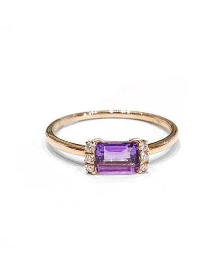 Crivelli White Gold Ring with Diamonds and Amethyst