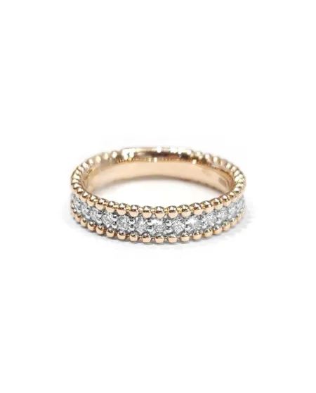 Anello a Fascia Crivelli in Oro Rosa con Diamanti