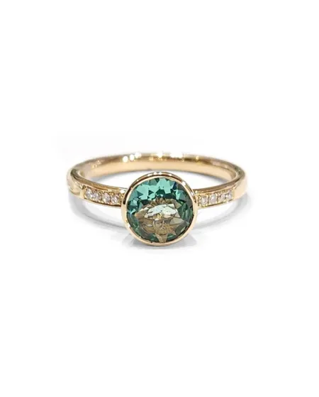 Bague Crivelli en or rose avec diamants et aventurine verte