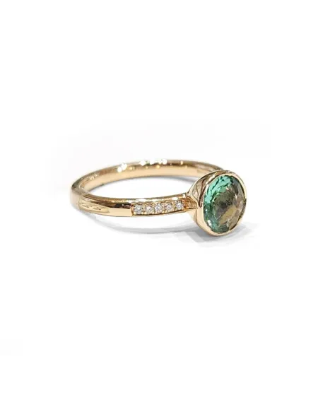 Crivelli Ring in Rose Gold with Diamonds and Green Aventurine