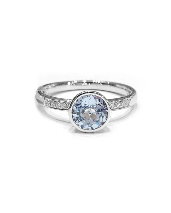Bague Crivelli en or blanc avec diamants et topaze bleue
