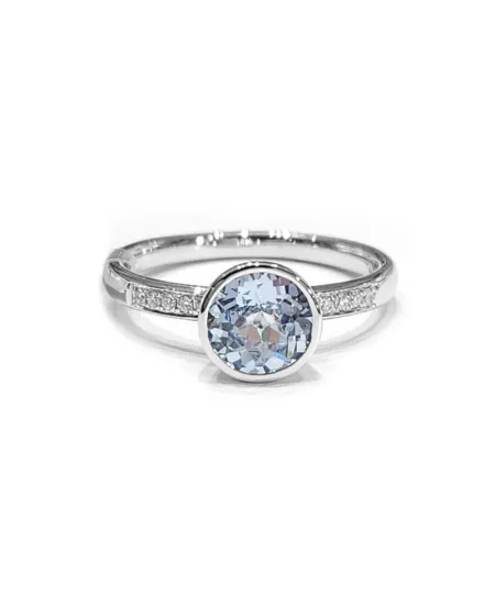 Crivelli Ring in White Gold with Diamonds and Blue Topaz