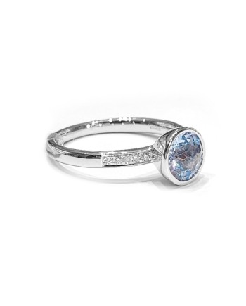 Bague Crivelli en or blanc avec diamants et topaze bleue