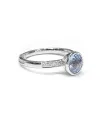 Anello Crivelli in Oro Bianco con Diamanti e Topazio Azzurro