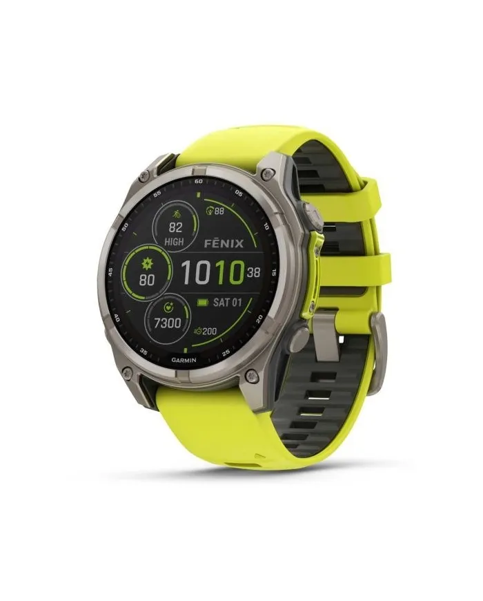 Garmin Fēnix 8 47 Solar Smartwatch Yellow Silicone Strap