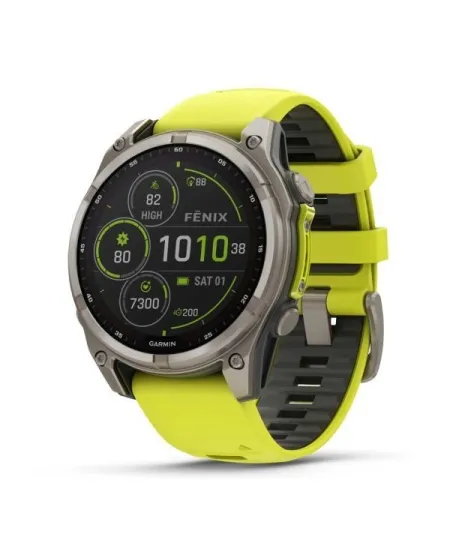 Garmin Fēnix 8 47 Solar Smartwatch Yellow Silicone Strap