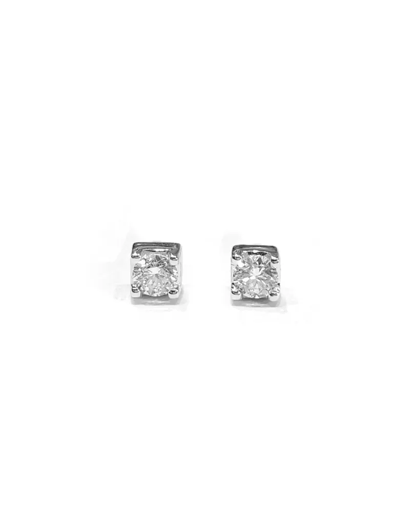 Crivelli Punto Luce Earrings in White Gold and 0.18 Ct Diamonds