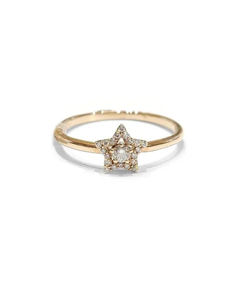 Bague Crivelli en or rose avec pavé de diamants étoiles