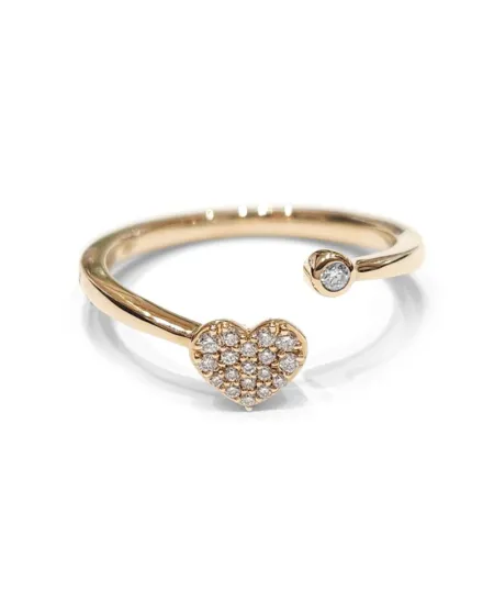 Anello Aperto Crivelli in Oro Rosa con Diamanti e Cuore