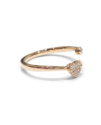 Anello Aperto Crivelli in Oro Rosa con Diamanti e Cuore