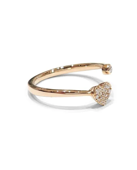 Anello Aperto Crivelli in Oro Rosa con Diamanti e Cuore