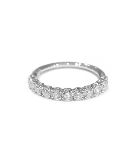 Anello Veretta Mezzo Giro Crivelli in Oro Bianco con Diamanti 0,75 Ct