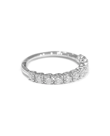 Anello Veretta Mezzo Giro Crivelli in Oro Bianco con Diamanti 0,75 Ct