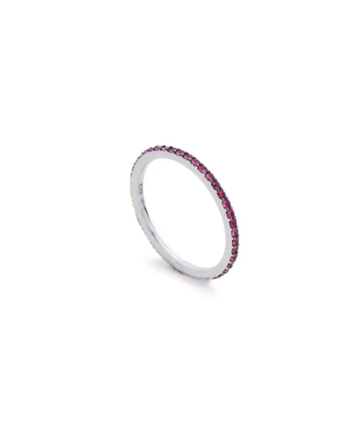 Buonocore Playful White Gold Veretta Ring with Rubies