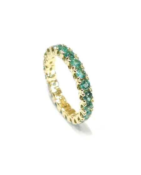 Bague d'éternité Buonocore en or jaune avec émeraudes