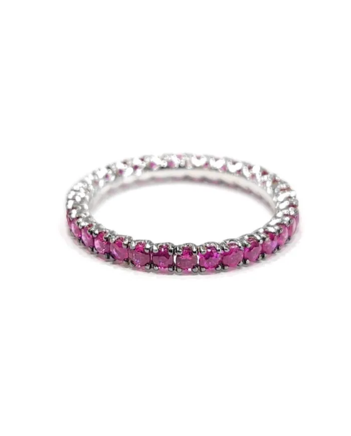 Crivelli Veretta Ring in White Gold with Rubies 1.40 Ct