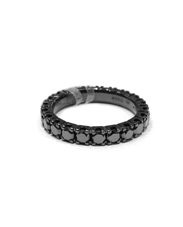 Anello Veretta Casella Gioielli in Oro Brunito con Diamanti Neri 2,55 Ct