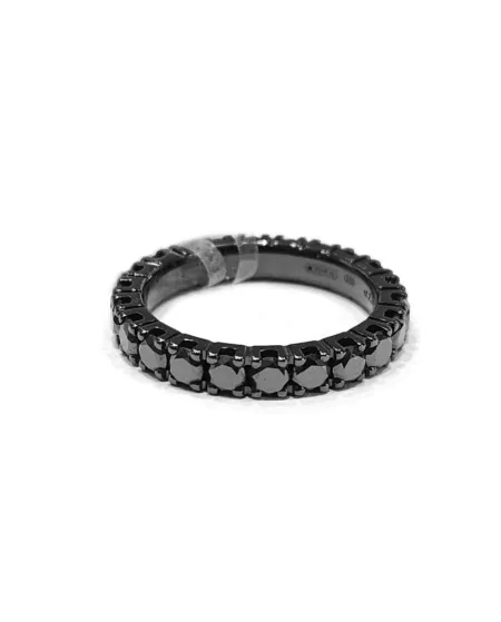 Anello Veretta Casella Gioielli in Oro Brunito con Diamanti Neri 2,55 Ct
