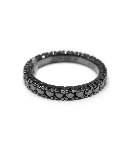 Anello Veretta Casella Gioielli in Oro Brunito con Diamanti Neri 1,24 Ct