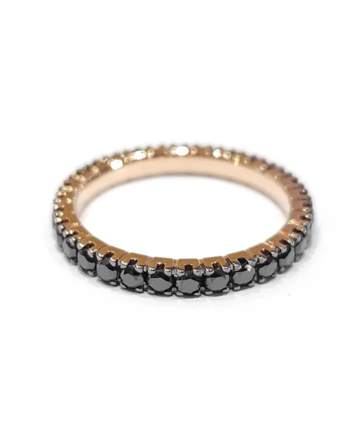 Bague Veretta Casella Gioielli en or rose avec diamants noirs 0,97 ct