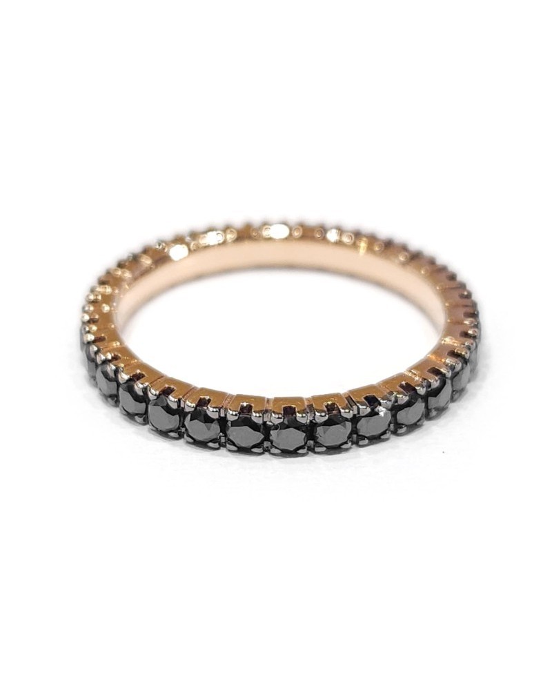 Bague Veretta Casella Gioielli en or rose avec diamants noirs 0,97 ct