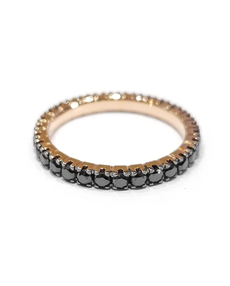 Veretta Ring Casella Gioielli in Rose Gold with Black Diamonds 0.97 Ct