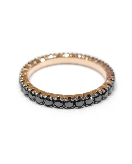 Veretta Ring Casella Gioielli in Rose Gold with Black Diamonds 0.97 Ct