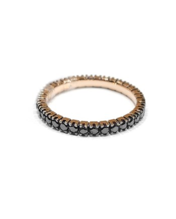 Anello Veretta Casella Gioielli in Oro Rosa con Diamanti Neri 0,62 Ct